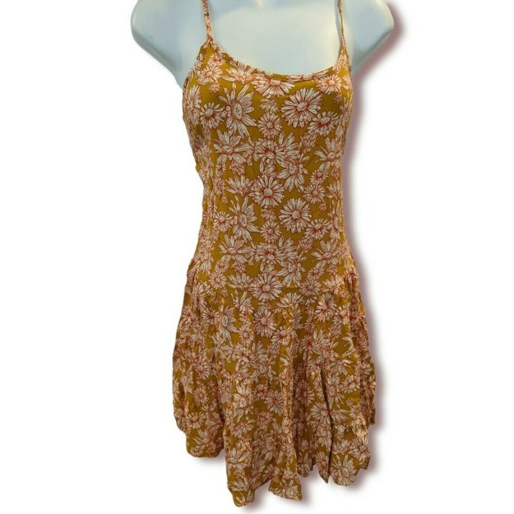 Wild Fable Orange Floral Rayon Spaghetti Strap Sundress Size XS